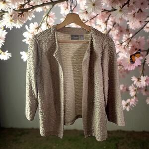 Travelers Collection By Chico's Size 1 Women's Medium Beige Gold Light Cardigan